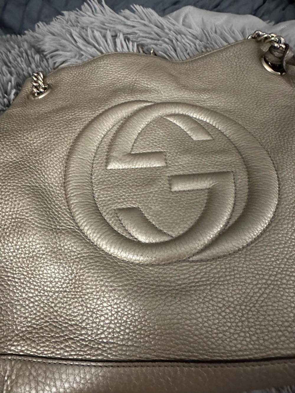 Gucci Metallic Taupe Soho Leather Shoulder Bag - Picture 2 of 8